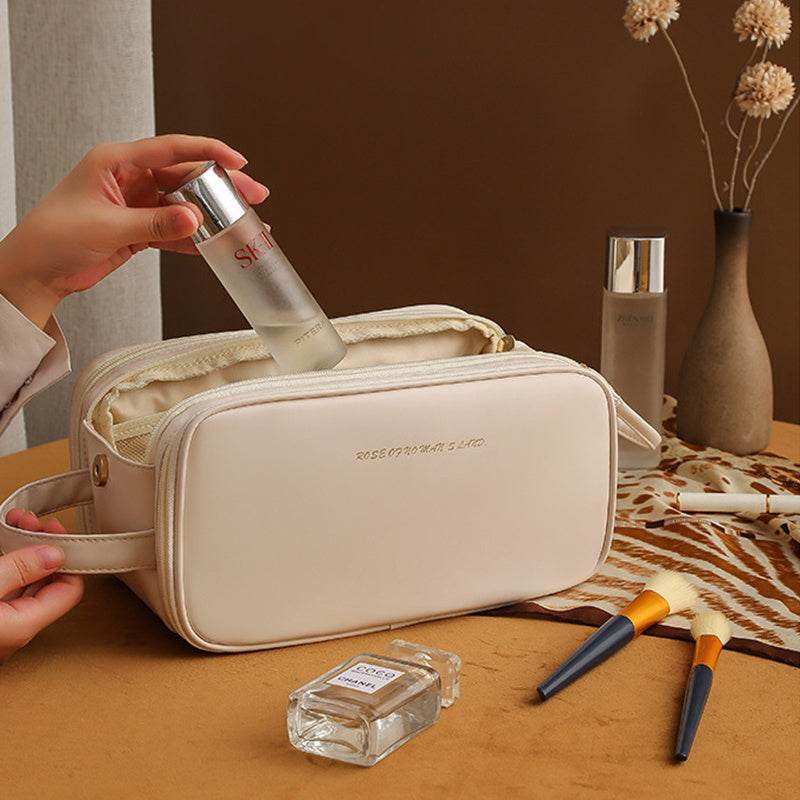 Women’s U-Shaped Triple-Layer Makeup Bag – High-Capacity PU Leather - MODISH X