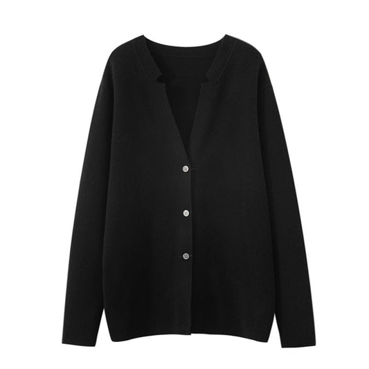 Men’s Wool Cardigan Sweater Black – Stylish Mid-Length Knit for Comfort