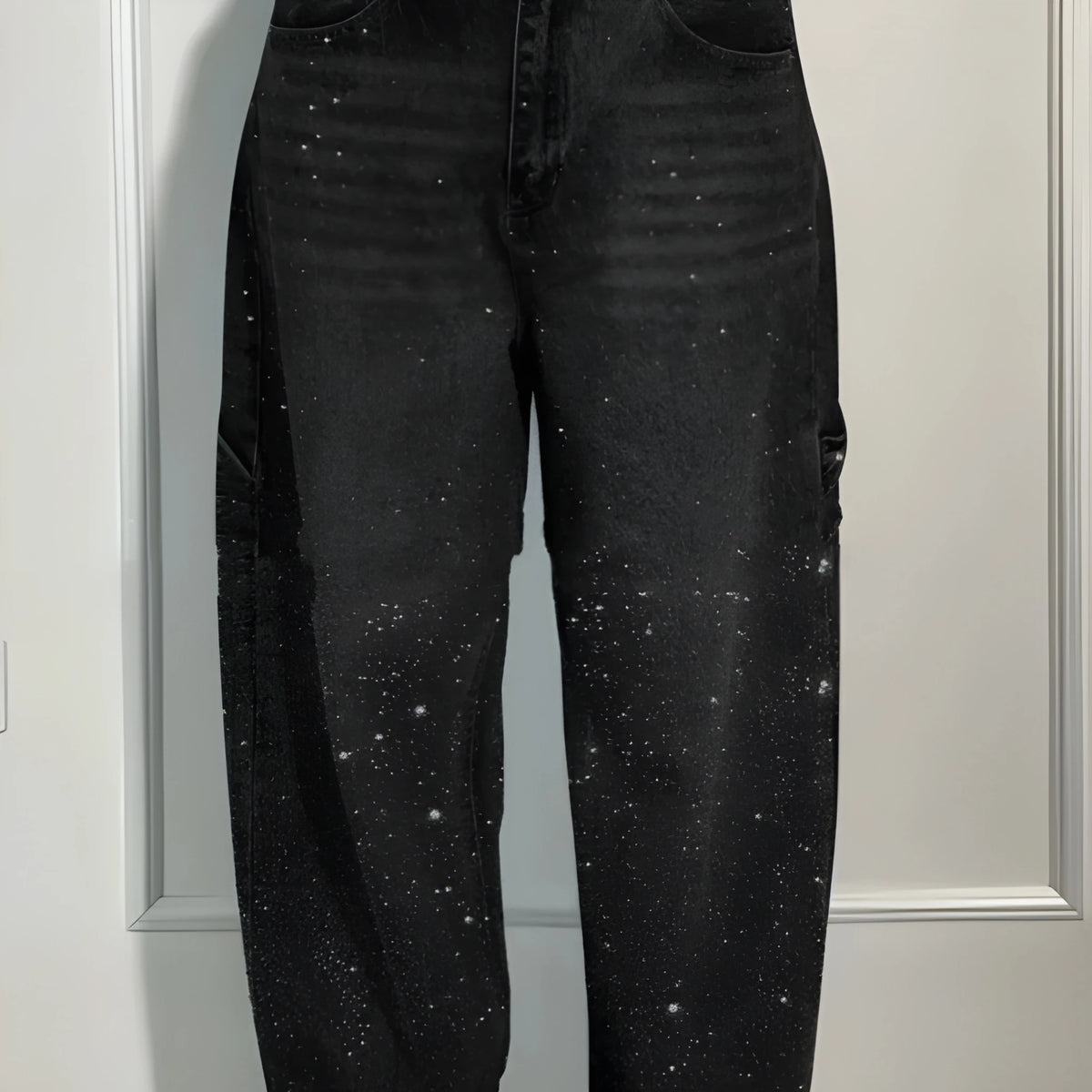 Women’s Rhinestone Harem Jeans – High Waist Wide-Leg Street Style UK