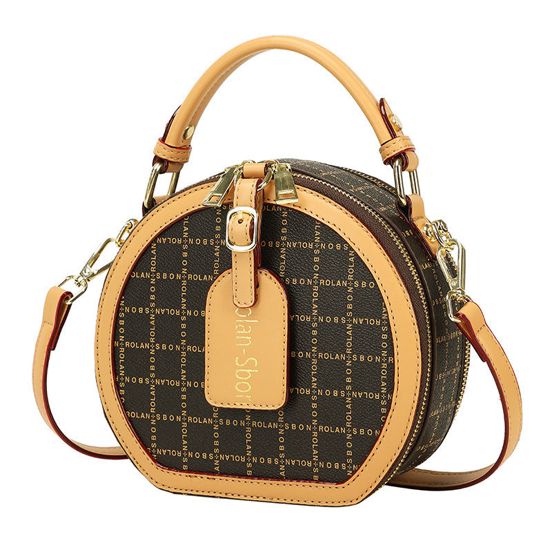 Small Black Handbag with Retro Round Design for Women