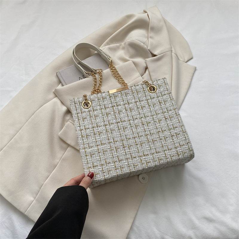 Women's Large Messenger Bag – Canvas Crossbody with Chain Strap - MODISH X