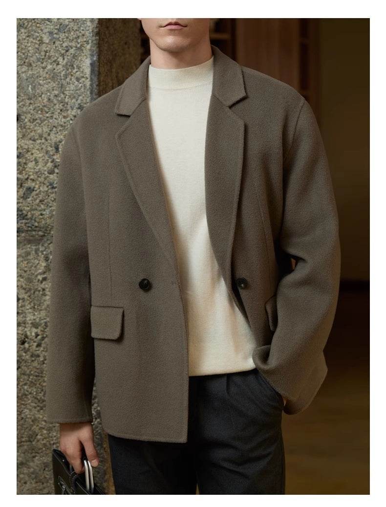 Premium Men’s Woolen Coat – Reversible Black Business Casual Jacket - MODISH X