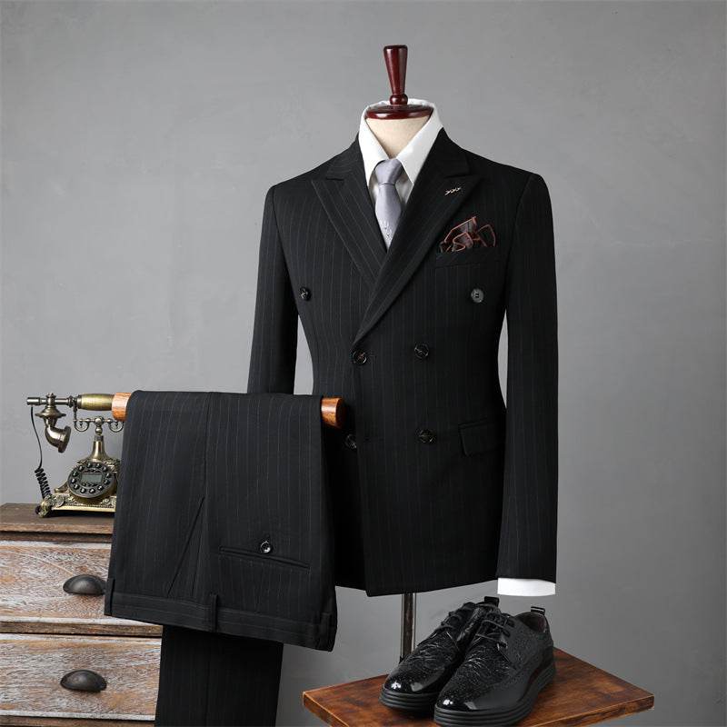 Men’s Double-Breasted Black Suit – Trendsetting & Slim Fit Wedding Suit - MODISH X