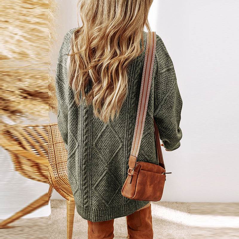 Women's Loose-Fit Sweater Dress – Cozy Winter Pullover - MODISH X