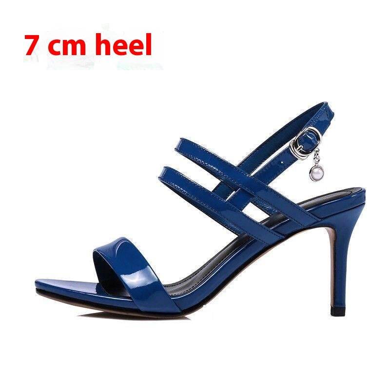Women's Black Leather High Heel Sandals – Chic & Comfortable Buckle - MODISH X