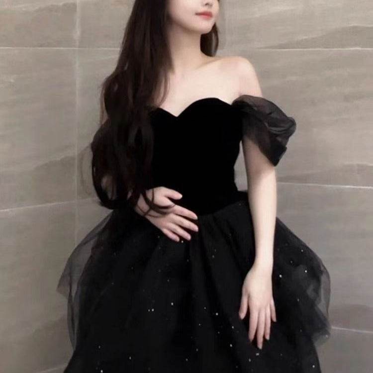 Women's Sophisticated Black Evening Dress – Timeless French-Style Elegance - MODISH X