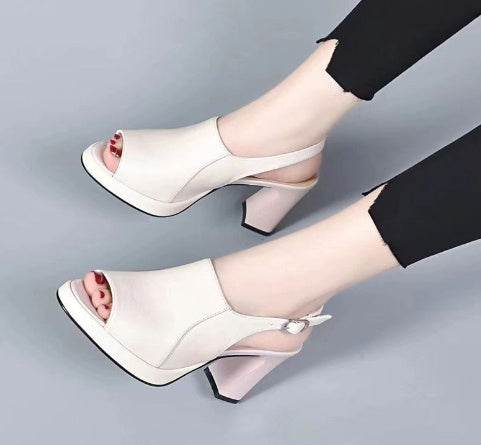 Women's Black Leather High Heels – Modish & Chunky Heel Shoes - MODISH X