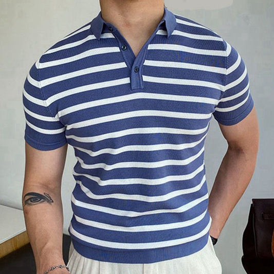 Best Men's Blue Striped Business Polo Shirts – Sleek & Stylish Fit