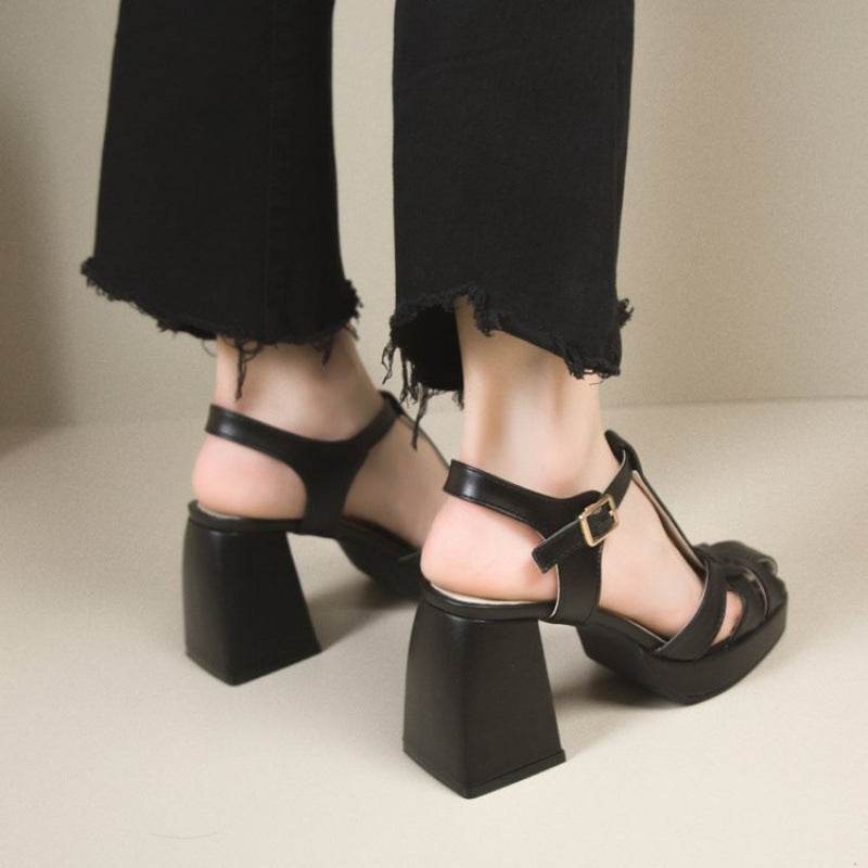 Women's Black Platform High Heels – Stylish Closed Toe Comfortable - MODISH X