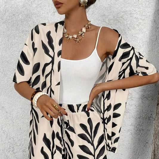 Women’s Casual Geometric Print Blouse & Loose Shorts – Summer Vibes - MODISH X
