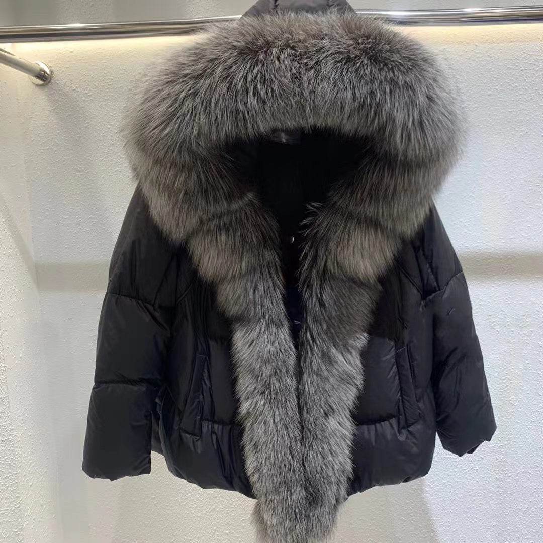 Women's Duck Down Jacket with Fox Fur Collar – Stylish & Warm Winter Coat - MODISH X