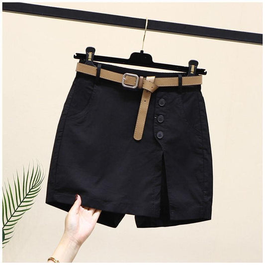 Women's Summer Cotton Shorts – Belted Wide-Leg Style & Comfort