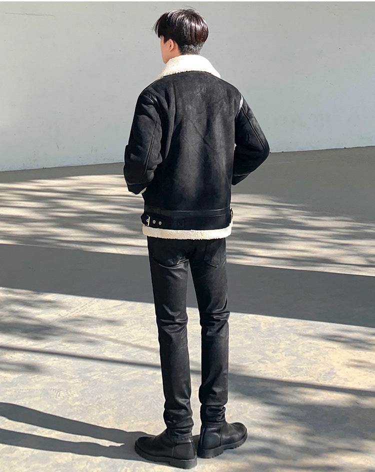 Men’s Wool Black Jacket – Stylish Lamb Wool Outerwear - MODISH X