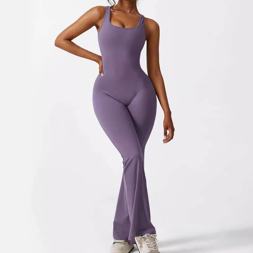 Women’s Sleeveless Flare Jumpsuit – Stylish Yoga & Fitness Wear - MODISH X