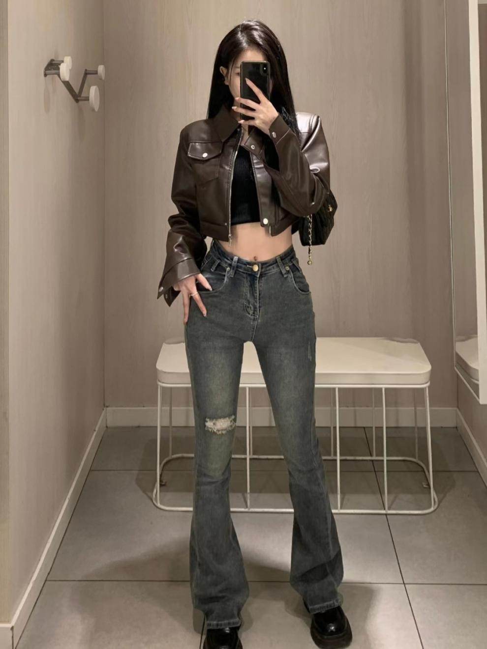 Women's Coffee Leather Motorcycle Jacket - Modish Style | Retro Jacket - MODISH X
