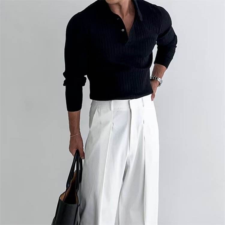Men's Polo Shirt Shirts – Slim Fit Long Sleeve Casual Shirt - MODISH X