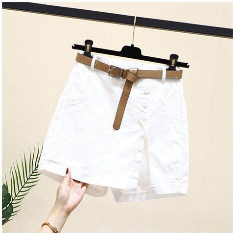 Women's Summer Cotton Shorts – Belted Wide-Leg Style & Comfort - MODISH X