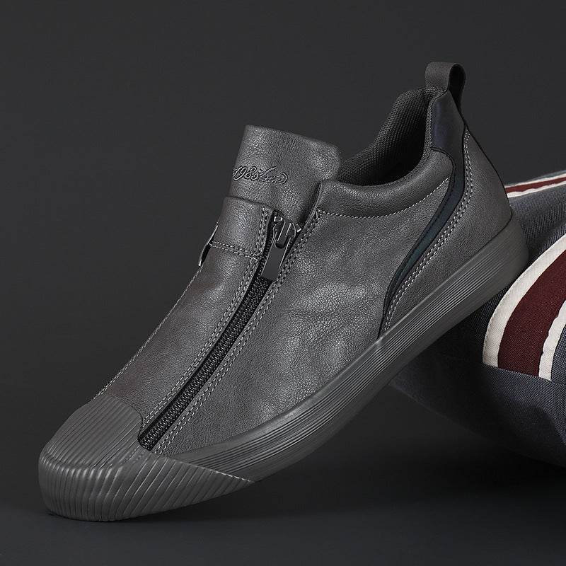Men’s Double Zipper Casual Board Shoes – Breathable Canvas, Non-Slip Sole - MODISH X