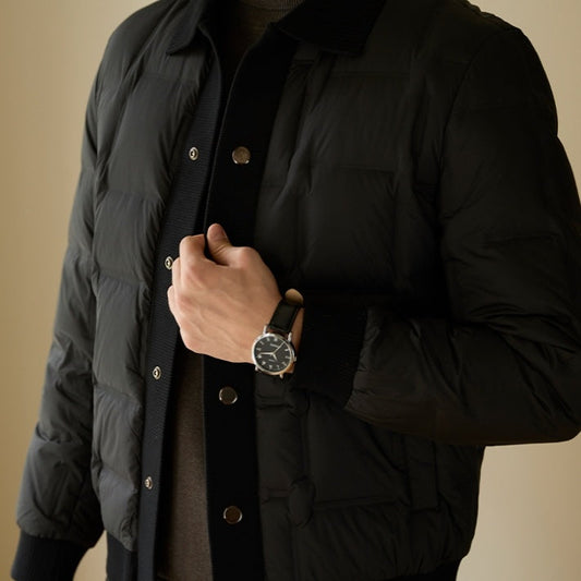 Men’s Luxury Patchwork Leather Short Coat – Unique Patchwork Patterns