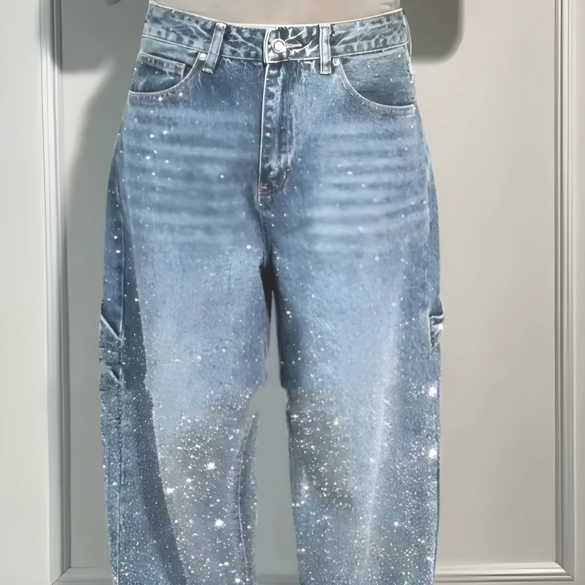 Women’s Rhinestone Harem Jeans – High Waist Wide-Leg Street Style UK