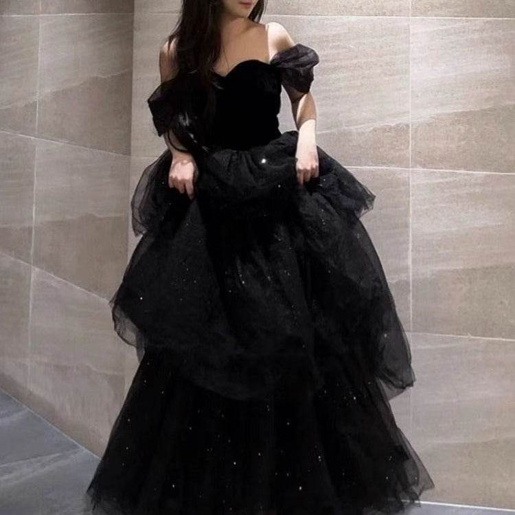 Women's Sophisticated Black Evening Dress – Timeless French-Style Elegance - MODISH X