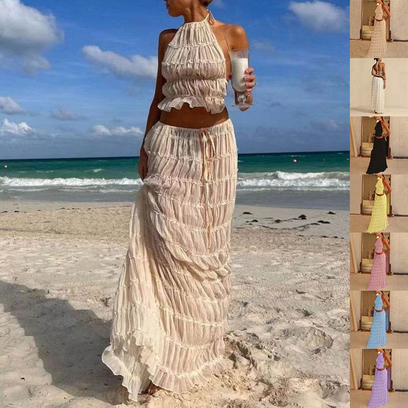 Women's Sexy Sleeveless Backless Dress Suit – Trendy Cropped Set - MODISH X