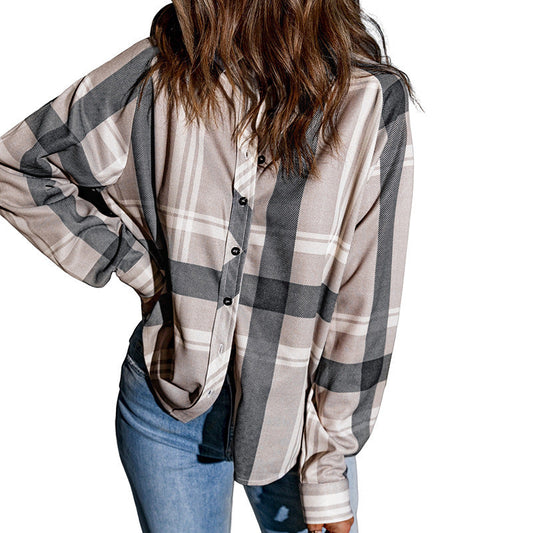 Women's Check Lapel Long Sleeve Shirt – Stylish Shacket Trend