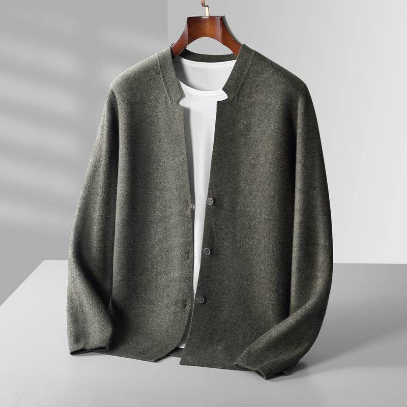 Men’s Wool Cardigan Sweater Black – Stylish Mid-Length Knit for Comfort - MODISH X