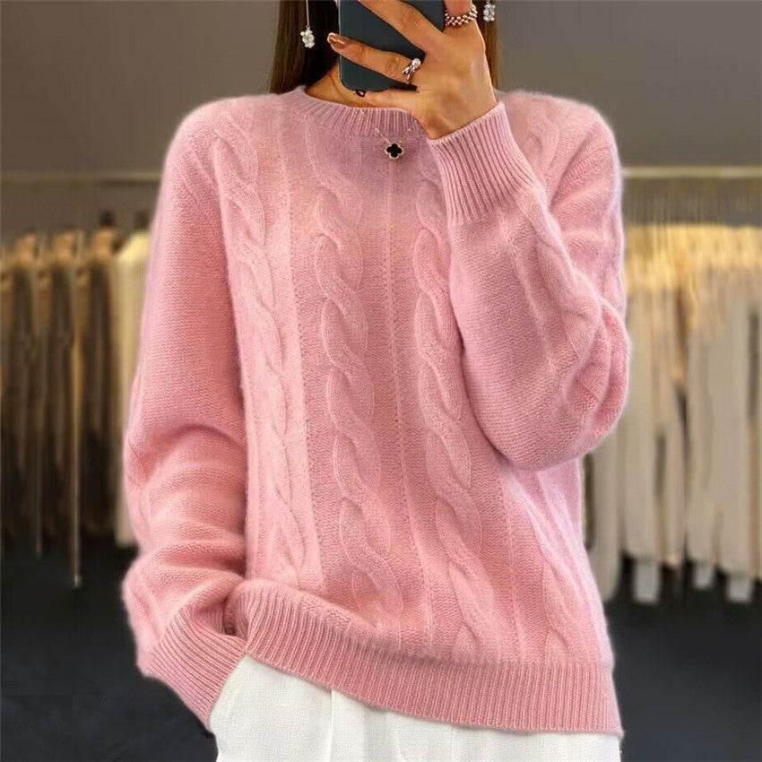 Women’s Cable-Knit Pullover Sweater – Stylish, Retro & Cozy - MODISH X