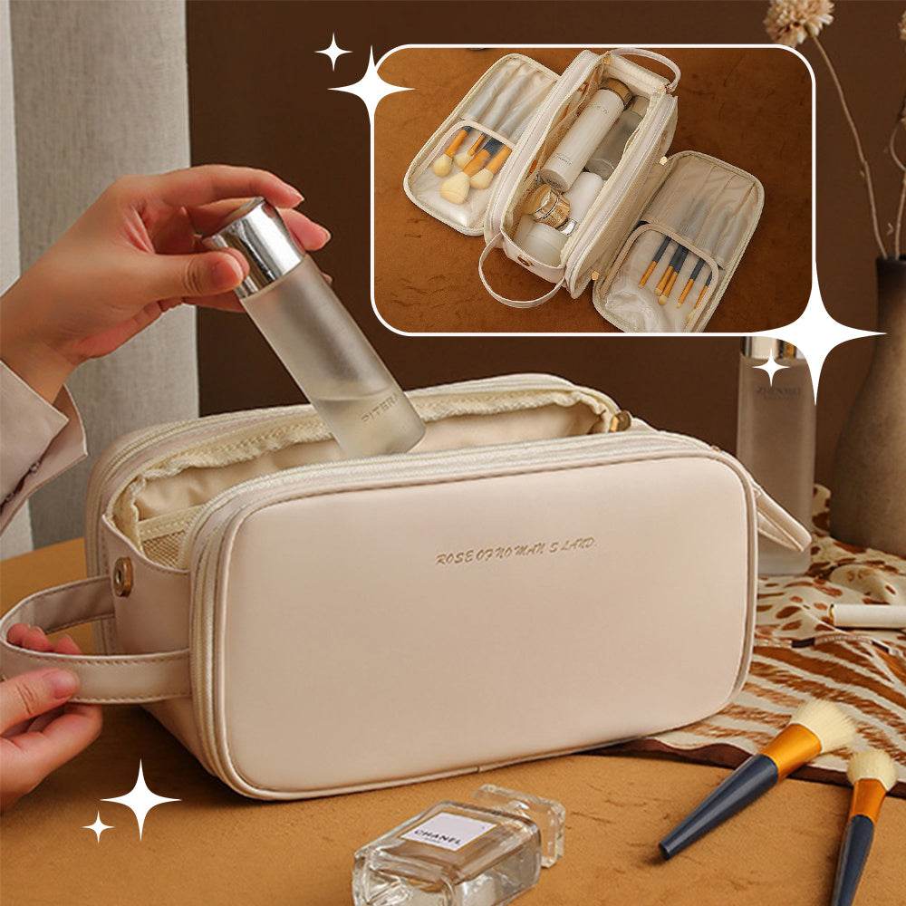 Women’s U-Shaped Triple-Layer Makeup Bag – High-Capacity PU Leather - MODISH X