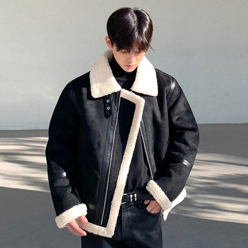 Men’s Wool Black Jacket – Stylish Lamb Wool Outerwear - MODISH X