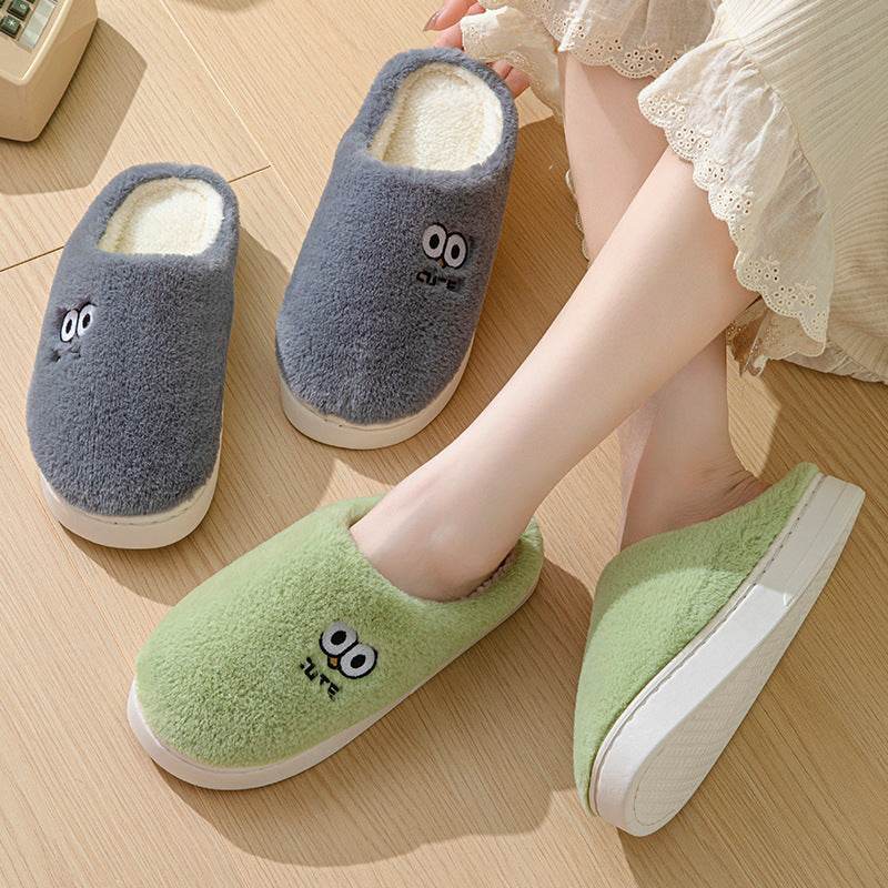 Women’s Cartoon Big-Eye Slippers – Warm & Non-Slip House Shoes for Couples - MODISH X