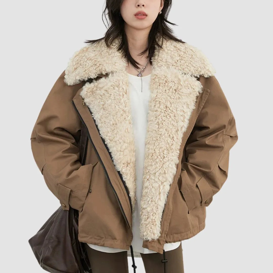 Women’s Streetwear Loose Fit Motorcycle Coat – Edgy & Trendy