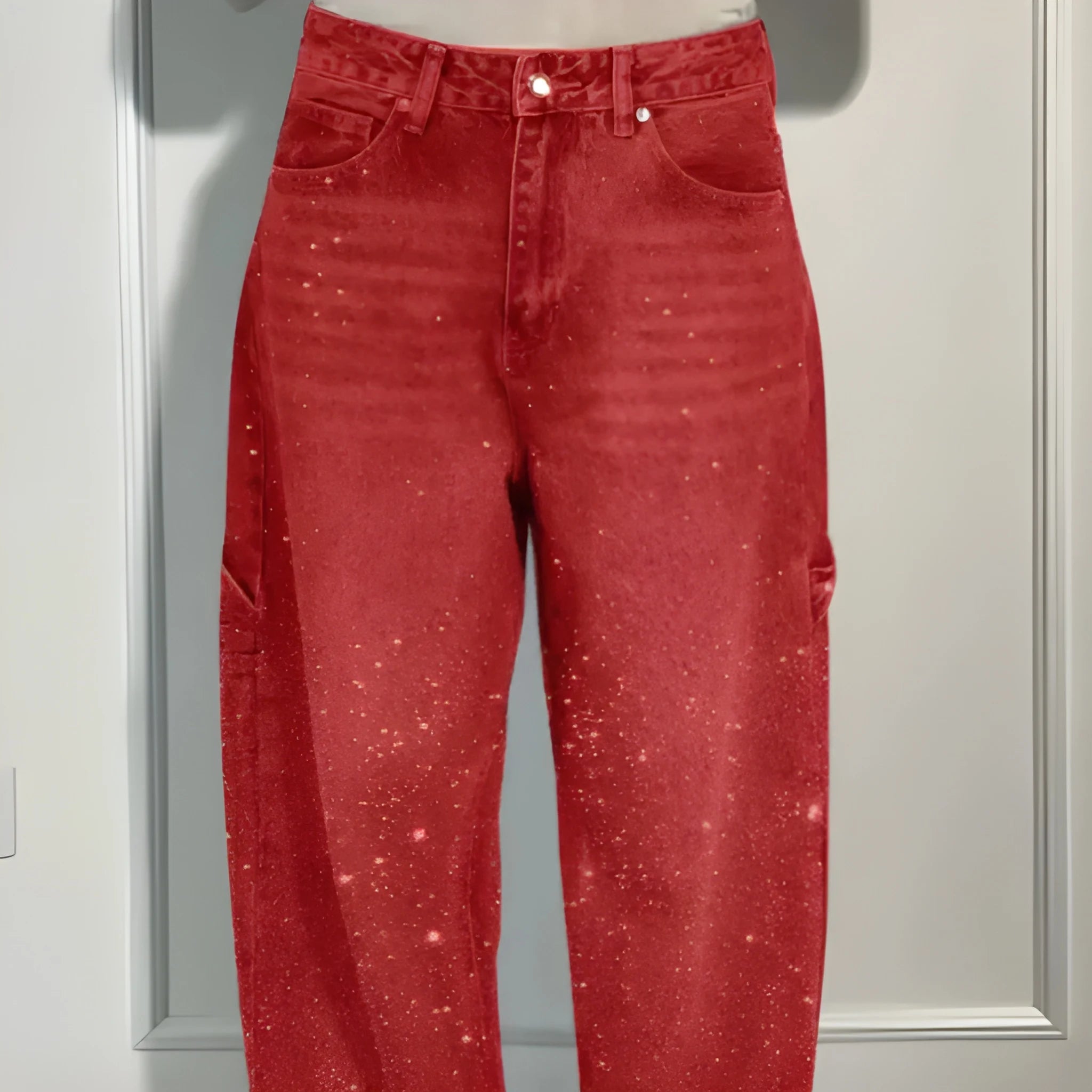 Women’s Rhinestone Harem Jeans – High Waist Wide-Leg Street Style UK