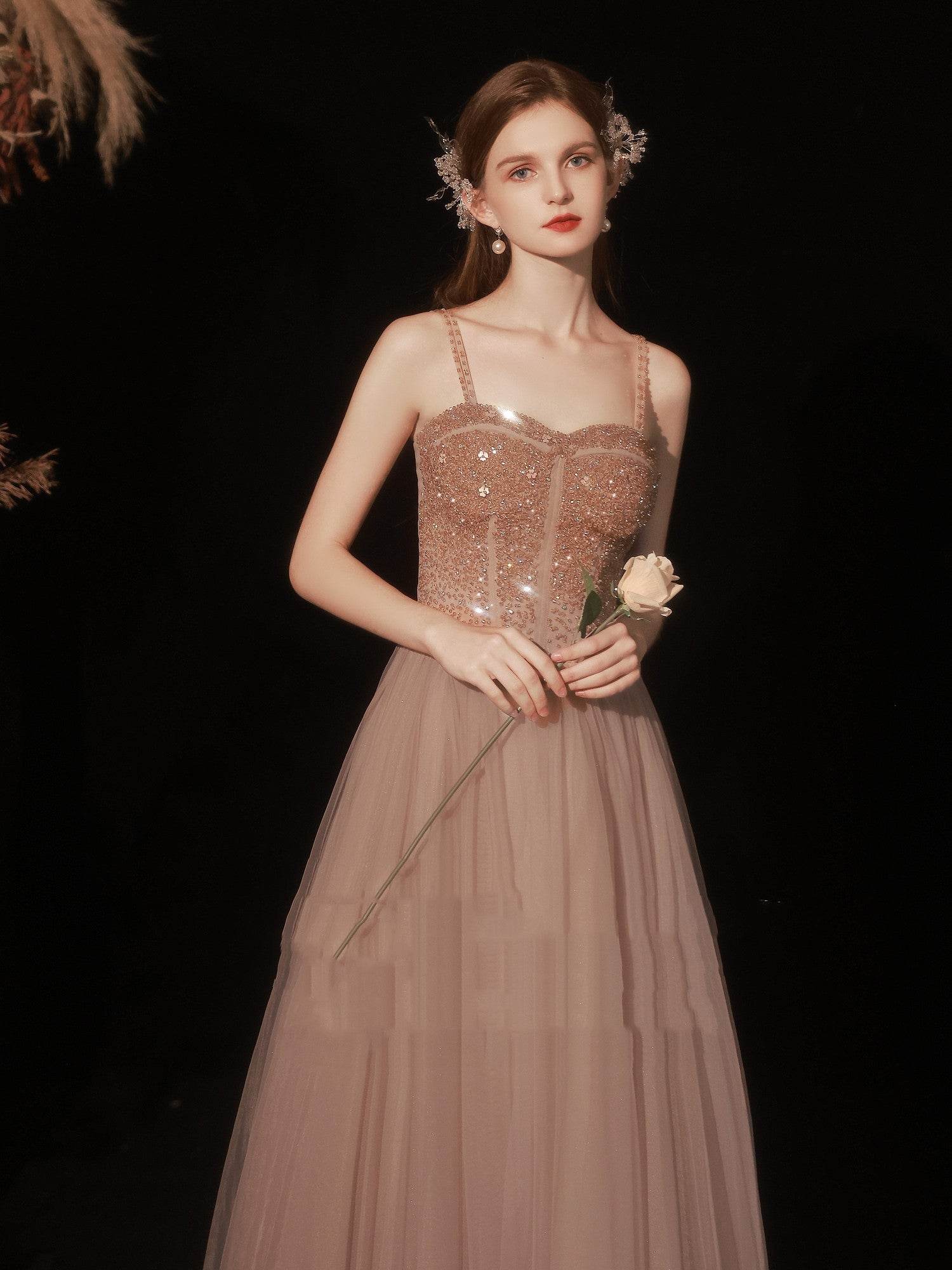 Women's Golden Evening Dress with Crystal Beading – Trendy Party Style - MODISH X