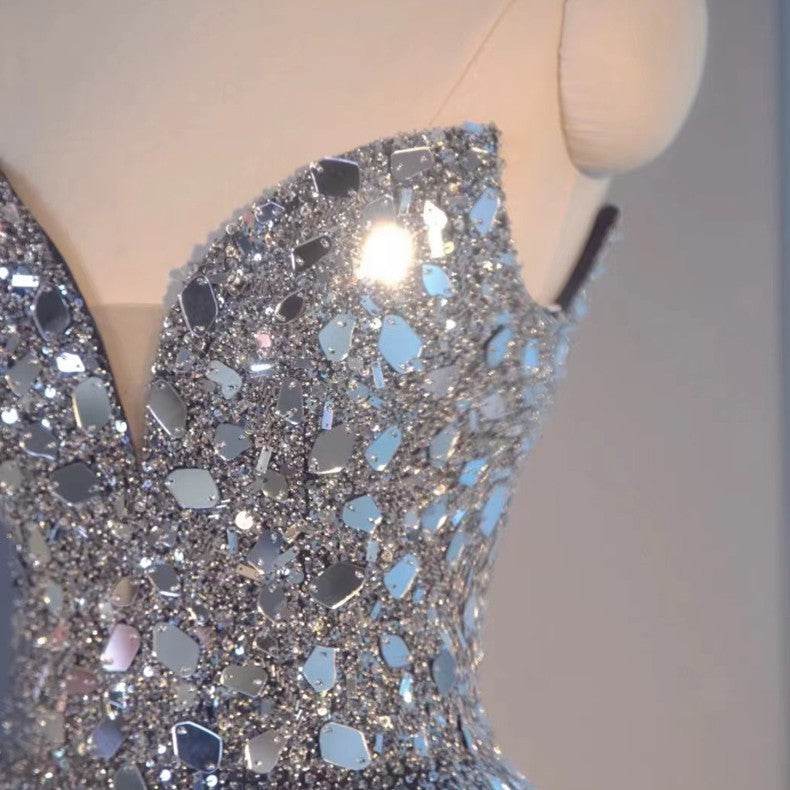 Women’s Dark Blue Sequin Evening Dress – Glamorous & Chic - MODISH X