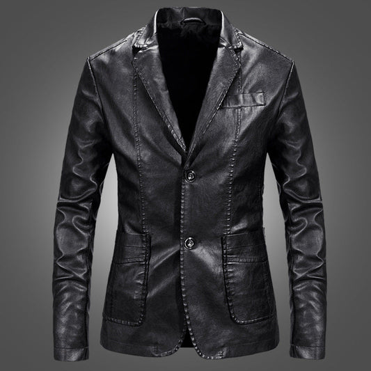 Men’s Slim Fit Suit Jacket – Stylish Spring Leather Coat
