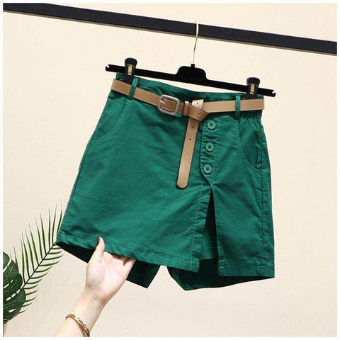 Women's Summer Cotton Shorts – Belted Wide-Leg Style & Comfort - MODISH X