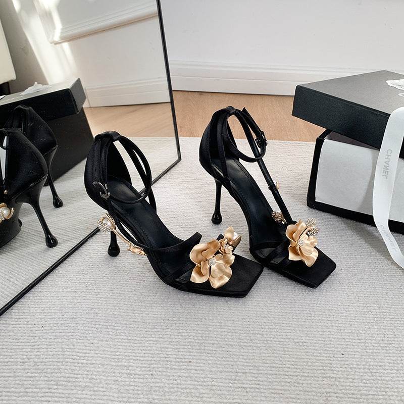 Women's Square Toe Heel Shoes – Modish Black Stiletto High Heels - MODISH X