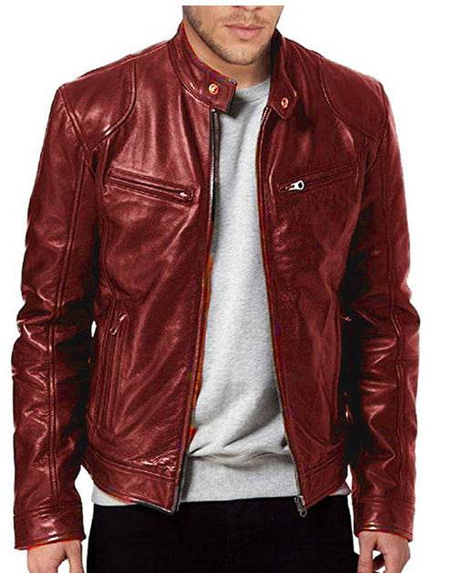 Men’s Fleece-Lined Leather Zipper Coat – Warm, Stylish, & Waterproof - MODISH X