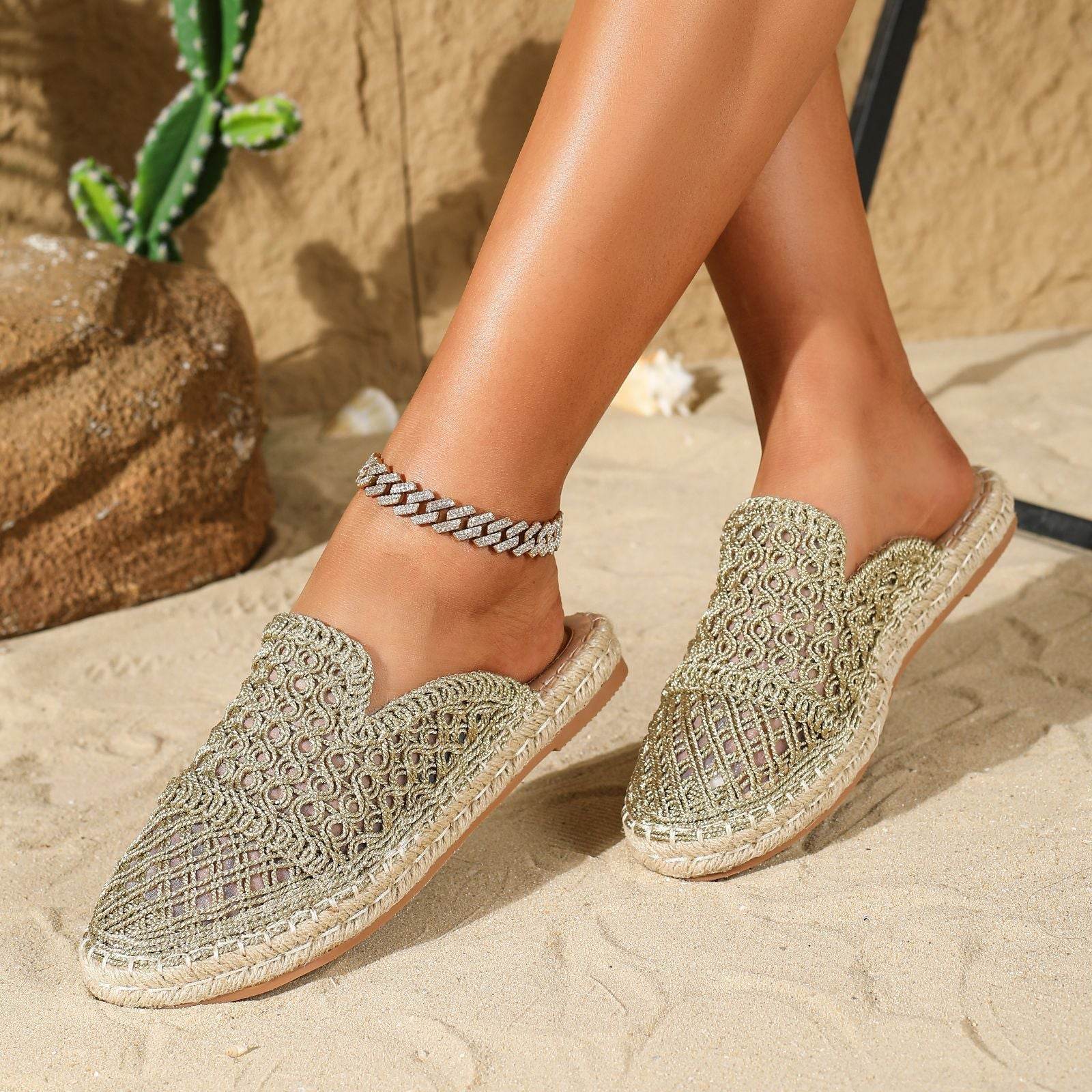 Women’s Closed Toe Hollow-Out Flat Slippers – Breathable Summer Style - MODISH X