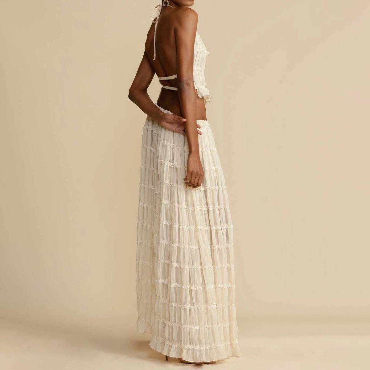 Women's Sexy Sleeveless Backless Dress Suit – Trendy Cropped Set - MODISH X