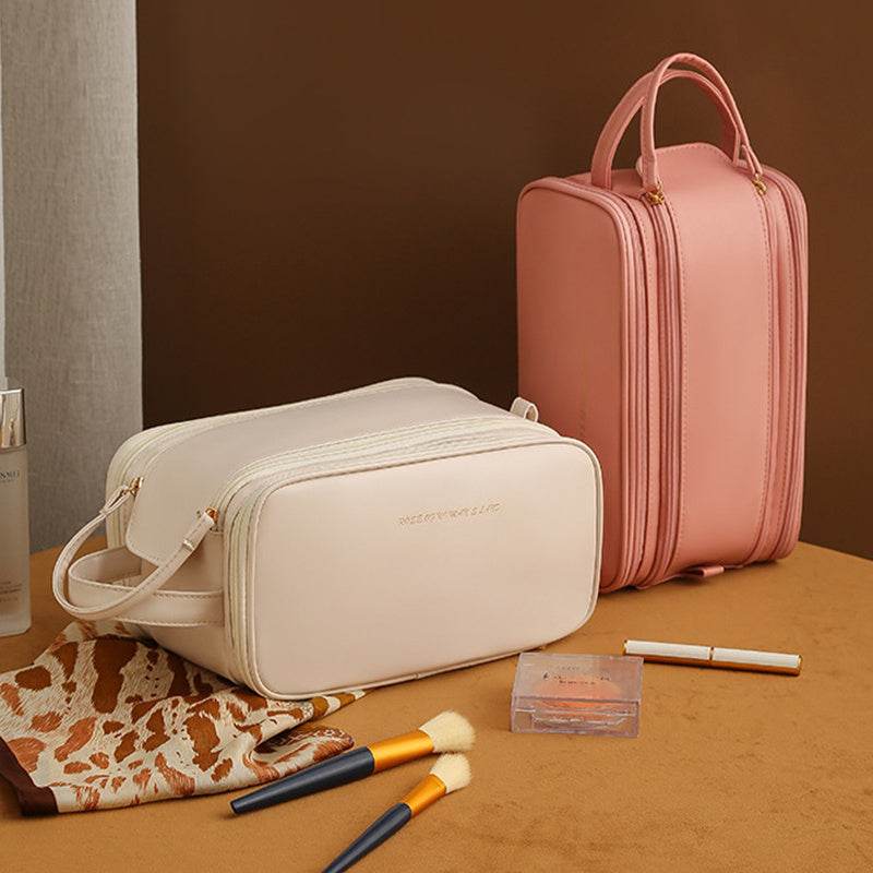 Women’s U-Shaped Triple-Layer Makeup Bag – High-Capacity PU Leather - MODISH X