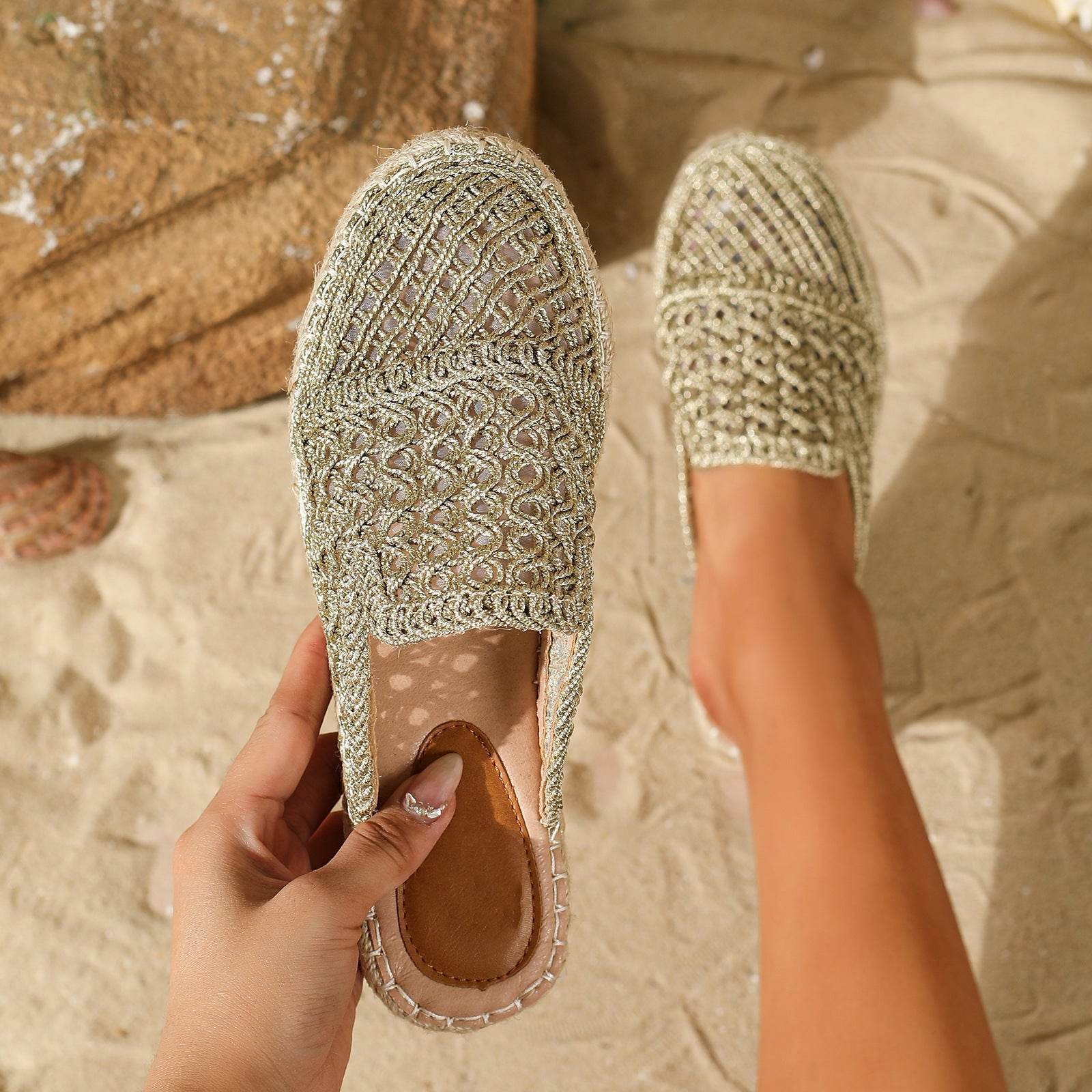 Women’s Closed Toe Hollow-Out Flat Slippers – Breathable Summer Style - MODISH X
