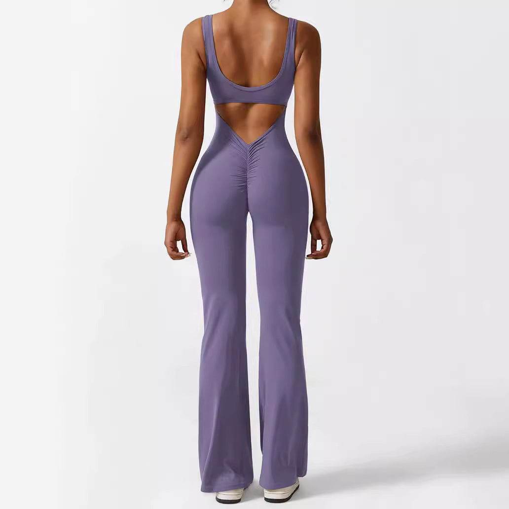 Women’s Sleeveless Flare Jumpsuit – Stylish Yoga & Fitness Wear - MODISH X