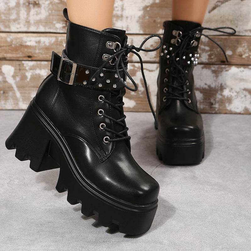 Women’s Round Toe Side Zipper Platform Boots – Stylish & Comfy - MODISH X