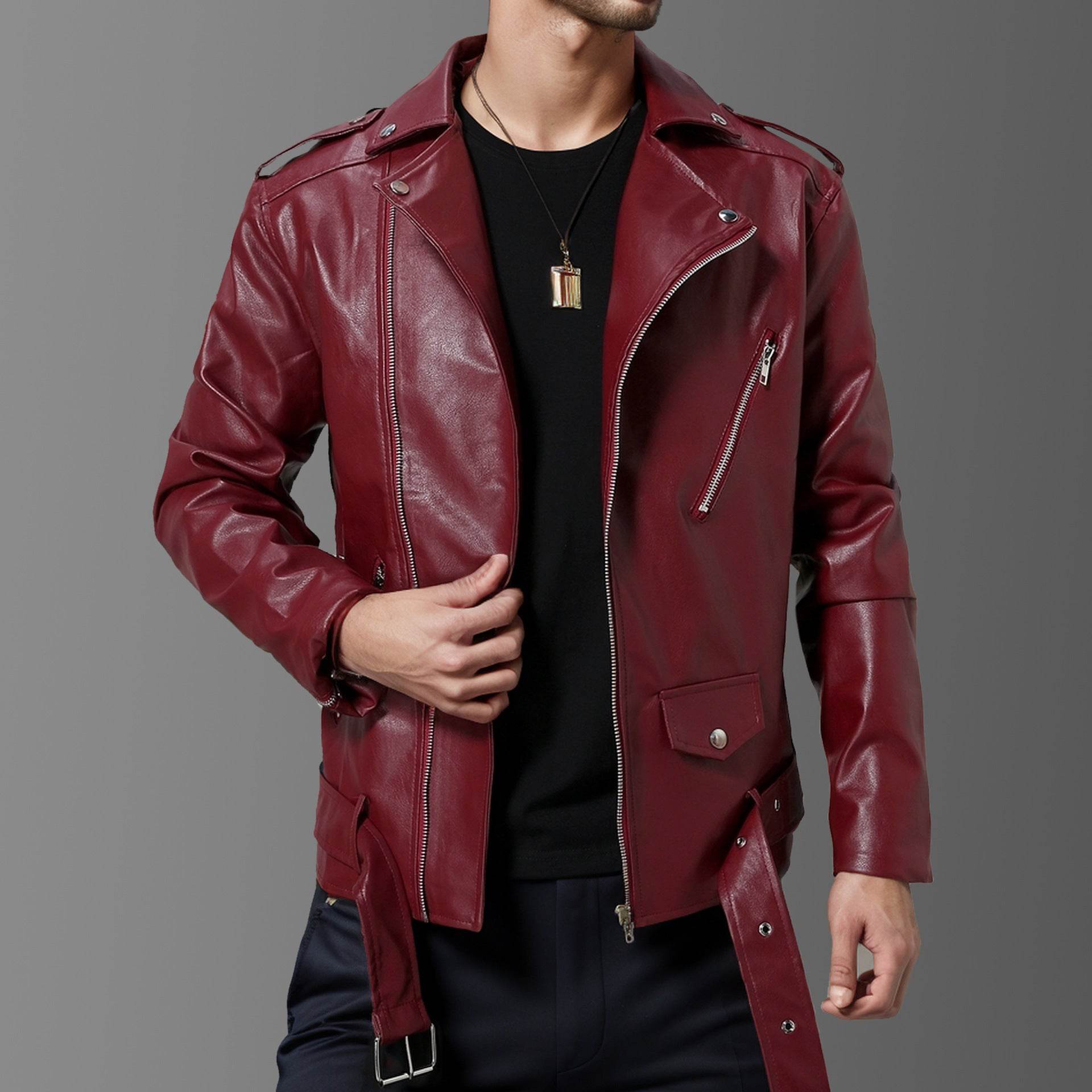 Men’s Slim Fit Lapel Jacket – Stylish & Trendy Leather Coat - MODISH X