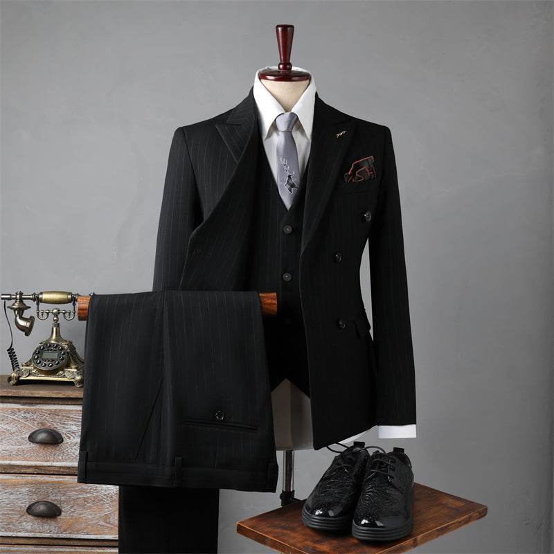 Men’s Double-Breasted Black Suit – Trendsetting & Slim Fit Wedding Suit - MODISH X