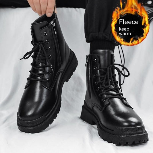 Men’s Mid-Top Tide Leather Boots – Waterproof, Non-slip & Stylish
