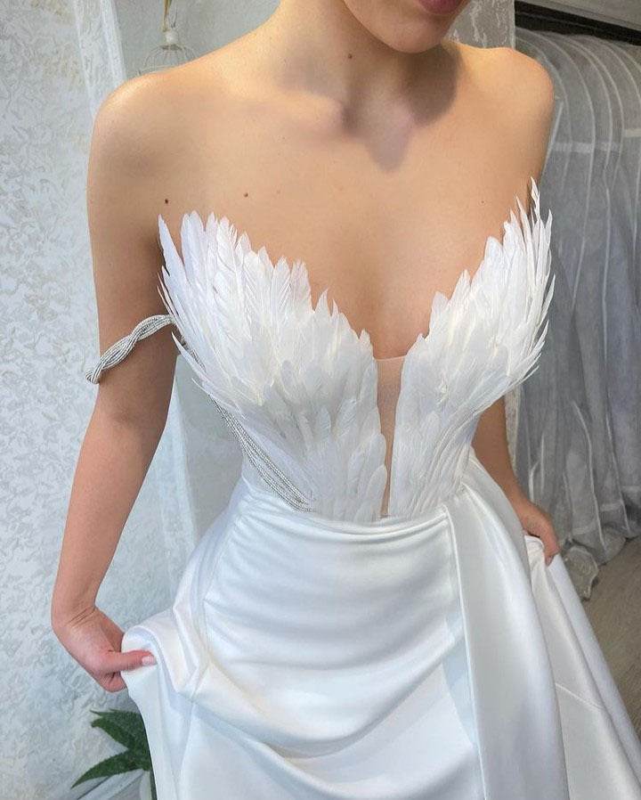 Stunning Feathered Floor Length Party Dresses – Elegant & Modish - MODISH X